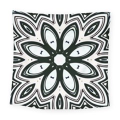 Black And White Floral Print Pattern Square Tapestry (large) by SpinnyChairDesigns