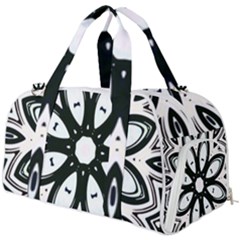 Black And White Floral Print Pattern Burner Gym Duffel Bag