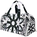 Black and White Floral Print Pattern Burner Gym Duffel Bag View1