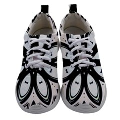 Black And White Floral Print Pattern Athletic Shoes by SpinnyChairDesigns