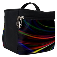 Neon Glow Lines On Black Make Up Travel Bag (small) by SpinnyChairDesigns