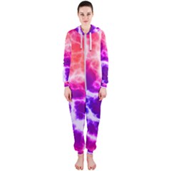 Colorful Tie Dye Pattern Texture Hooded Jumpsuit (ladies)  by SpinnyChairDesigns