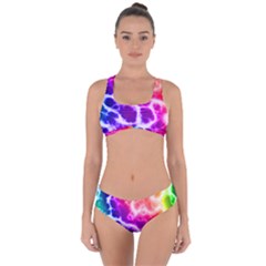 Colorful Tie Dye Pattern Texture Criss Cross Bikini Set by SpinnyChairDesigns