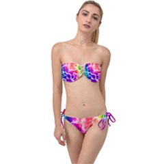 Colorful Tie Dye Pattern Texture Twist Bandeau Bikini Set by SpinnyChairDesigns