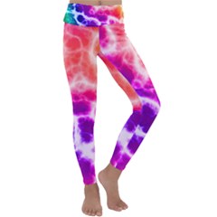 Colorful Tie Dye Pattern Texture Kids  Lightweight Velour Classic Yoga Leggings by SpinnyChairDesigns