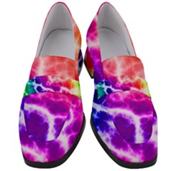 Colorful Tie Dye Pattern Texture Women s Chunky Heel Loafers by SpinnyChairDesigns