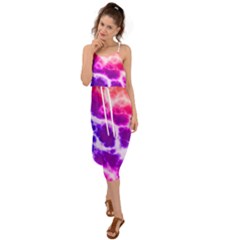 Colorful Tie Dye Pattern Texture Waist Tie Cover Up Chiffon Dress by SpinnyChairDesigns