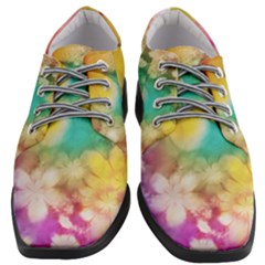 Watercolor Flowers Floral Print Women Heeled Oxford Shoes by SpinnyChairDesigns
