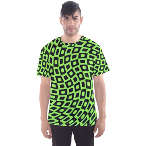 Abstract Black And Green Checkered Pattern Men s Sport Mesh Tee by SpinnyChairDesigns