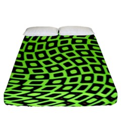 Abstract Black And Green Checkered Pattern Fitted Sheet (king Size) by SpinnyChairDesigns
