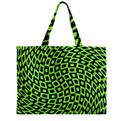 Abstract Black And Green Checkered Pattern Zipper Mini Tote Bag by SpinnyChairDesigns