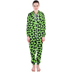 Abstract Black And Green Checkered Pattern Hooded Jumpsuit (ladies)  by SpinnyChairDesigns