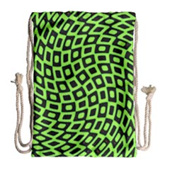 Abstract Black And Green Checkered Pattern Drawstring Bag (large) by SpinnyChairDesigns