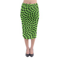 Abstract Black And Green Checkered Pattern Midi Pencil Skirt by SpinnyChairDesigns