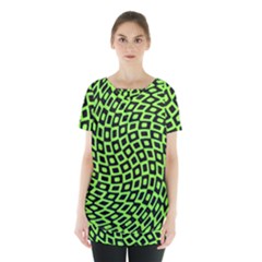 Abstract Black And Green Checkered Pattern Skirt Hem Sports Top by SpinnyChairDesigns