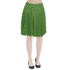 Abstract Black And Green Checkered Pattern Pleated Skirt by SpinnyChairDesigns