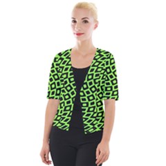 Abstract Black And Green Checkered Pattern Cropped Button Cardigan by SpinnyChairDesigns