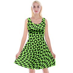 Abstract Black And Green Checkered Pattern Reversible Velvet Sleeveless Dress by SpinnyChairDesigns