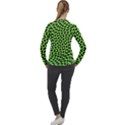 Abstract Black and Green Checkered Pattern Women s Pique Long Sleeve Tee View2
