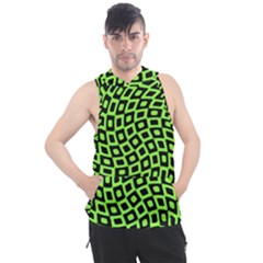 Abstract Black And Green Checkered Pattern Men s Sleeveless Hoodie