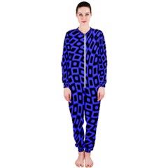 Abstract Black And Purple Checkered Pattern Onepiece Jumpsuit (ladies)  by SpinnyChairDesigns