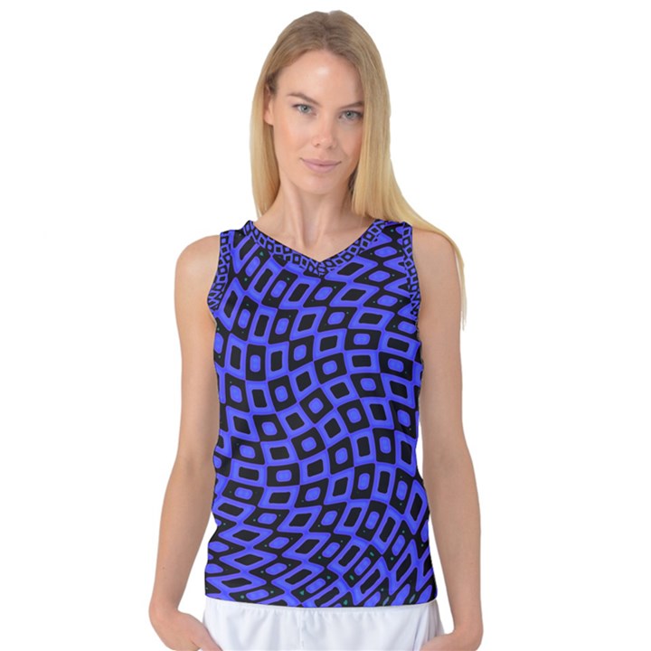 Abstract Black and Purple Checkered Pattern Women s Basketball Tank Top
