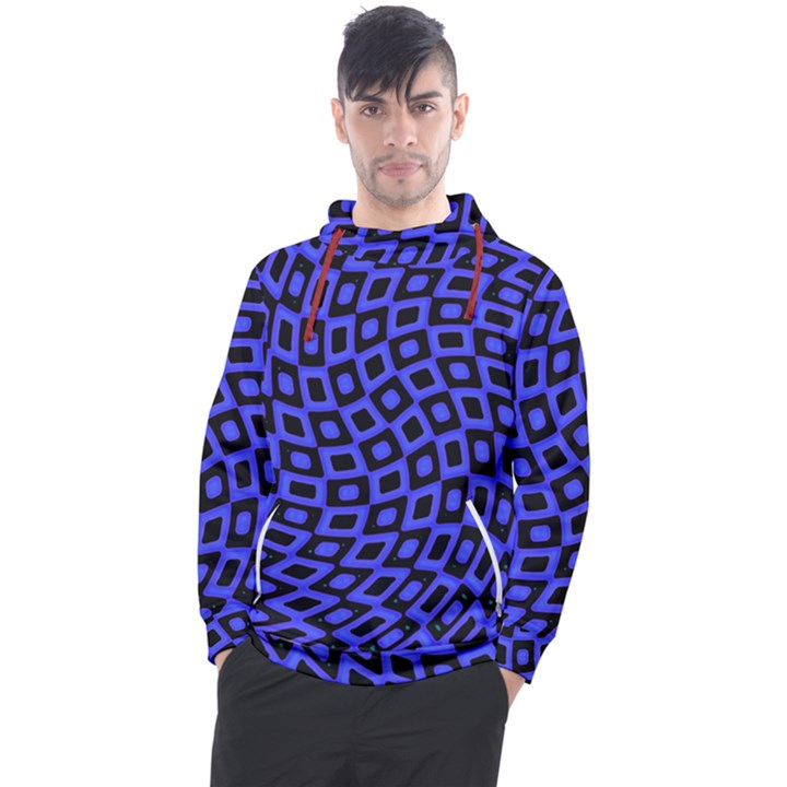 Abstract Black and Purple Checkered Pattern Men s Pullover Hoodie