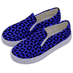 Abstract Black And Purple Checkered Pattern Kids  Canvas Slip Ons by SpinnyChairDesigns
