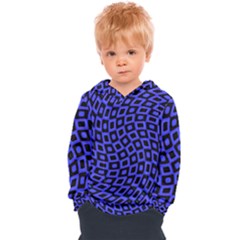 Abstract Black And Purple Checkered Pattern Kids  Overhead Hoodie by SpinnyChairDesigns
