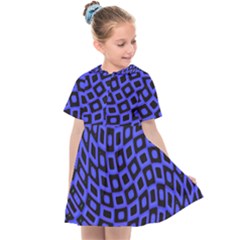 Abstract Black And Purple Checkered Pattern Kids  Sailor Dress by SpinnyChairDesigns