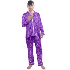 Geometric Galaxy Pattern Print Men s Long Sleeve Satin Pyjamas Set by dflcprintsclothing