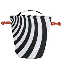 Black And White Zebra Stripes Pattern Drawstring Bucket Bag by SpinnyChairDesigns