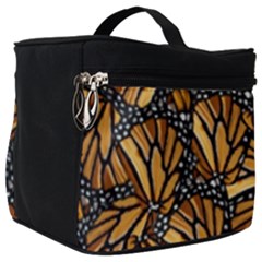 Monarch Butterfly Wings Pattern Make Up Travel Bag (big) by SpinnyChairDesigns