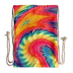 Colorful Dark Tie Dye Pattern Drawstring Bag (large) by SpinnyChairDesigns