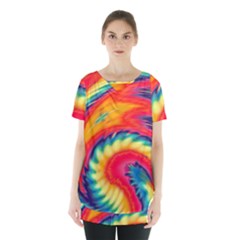 Colorful Dark Tie Dye Pattern Skirt Hem Sports Top by SpinnyChairDesigns