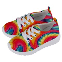Colorful Dark Tie Dye Pattern Kids  Lightweight Sports Shoes by SpinnyChairDesigns