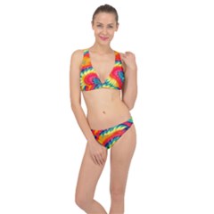 Colorful Dark Tie Dye Pattern Classic Banded Bikini Set 