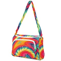 Colorful Dark Tie Dye Pattern Front Pocket Crossbody Bag by SpinnyChairDesigns