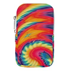 Colorful Dark Tie Dye Pattern Waist Pouch (large) by SpinnyChairDesigns