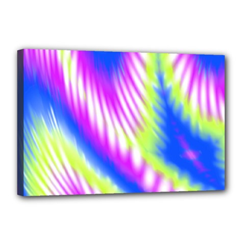 Colorful Blue Purple Pastel Tie Dye Pattern Canvas 18  X 12  (stretched) by SpinnyChairDesigns