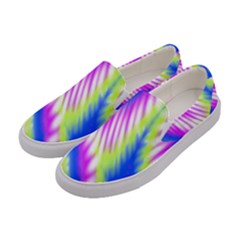 Colorful Blue Purple Pastel Tie Dye Pattern Women s Canvas Slip Ons by SpinnyChairDesigns