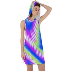 Colorful Blue Purple Pastel Tie Dye Pattern Racer Back Hoodie Dress