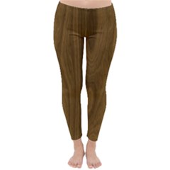 Dark Wood Panel Texture Classic Winter Leggings