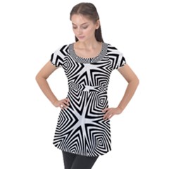 Abstract Zebra Stripes Pattern Puff Sleeve Tunic Top by SpinnyChairDesigns