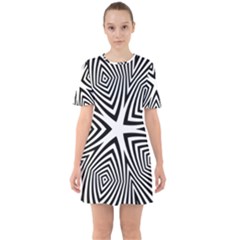 Abstract Zebra Stripes Pattern Sixties Short Sleeve Mini Dress by SpinnyChairDesigns