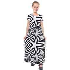 Abstract Zebra Stripes Pattern Kids  Short Sleeve Maxi Dress by SpinnyChairDesigns