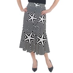 Abstract Zebra Stripes Pattern Midi Mermaid Skirt by SpinnyChairDesigns