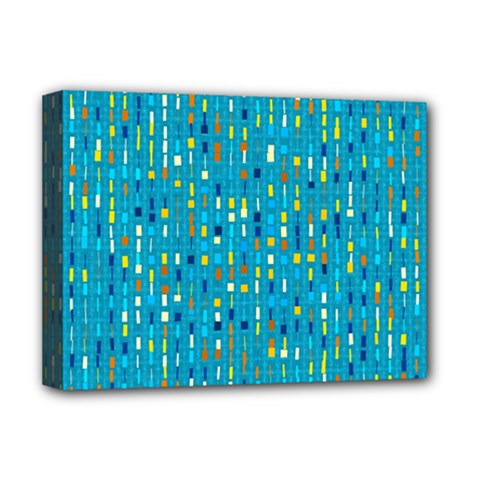 Aqua Blue Artsy Beaded Weave Pattern Deluxe Canvas 16  X 12  (stretched)  by SpinnyChairDesigns