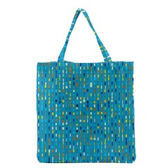 Aqua Blue Artsy Beaded Weave Pattern Grocery Tote Bag by SpinnyChairDesigns