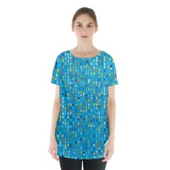 Aqua Blue Artsy Beaded Weave Pattern Skirt Hem Sports Top by SpinnyChairDesigns